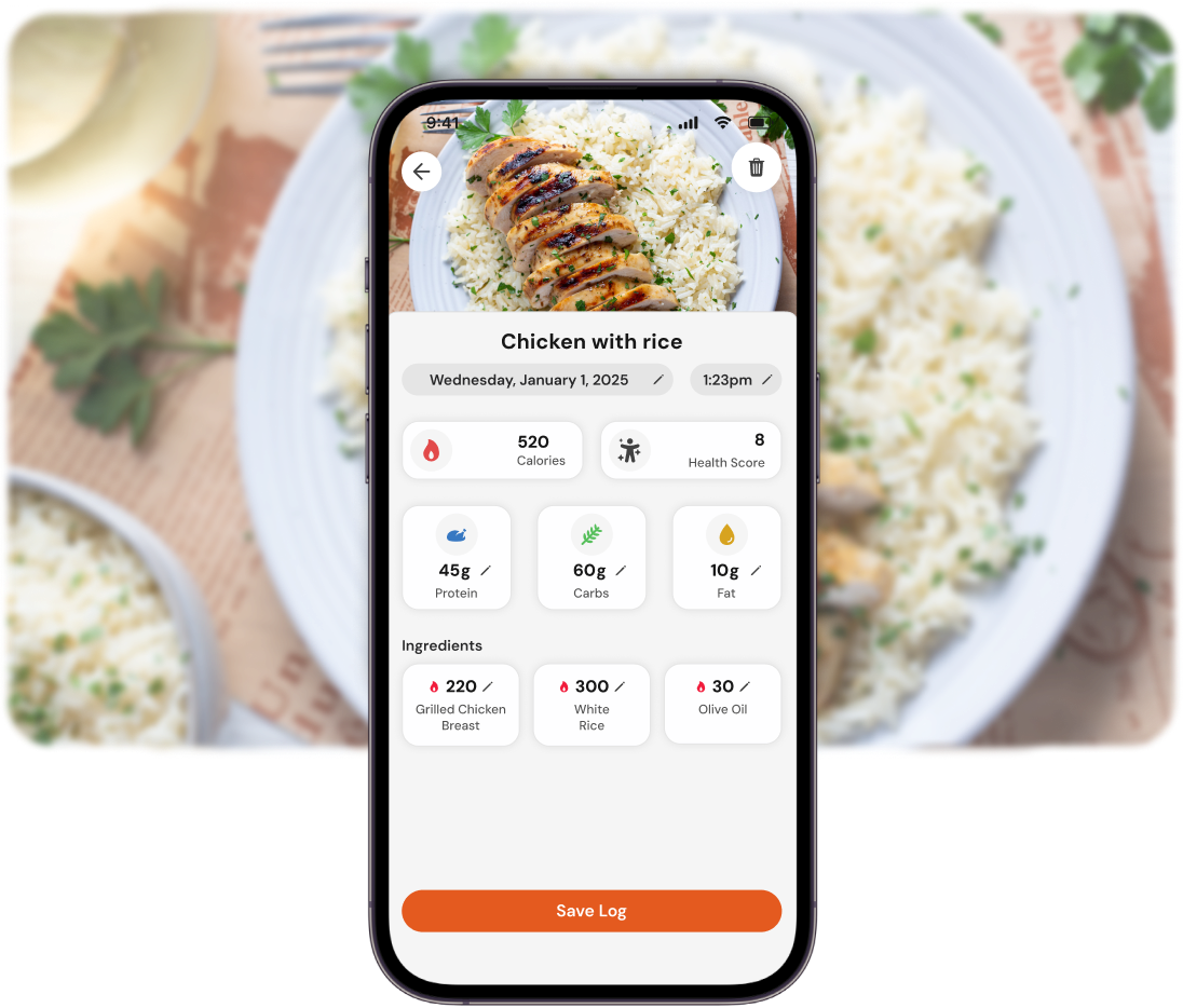 Counter AI photo meal analysis with calories and macros